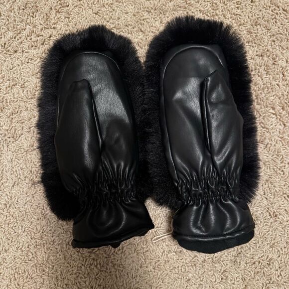 Goldbergh Hill Black Faux Fur Furry Mittens worn once 7 - Picture 4 of 6